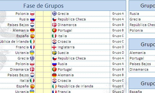 UEFA Eurocopa 2012 fixture en Excel