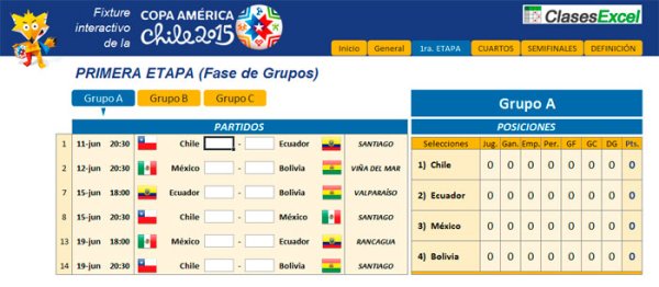 fixture copa america chile 2015