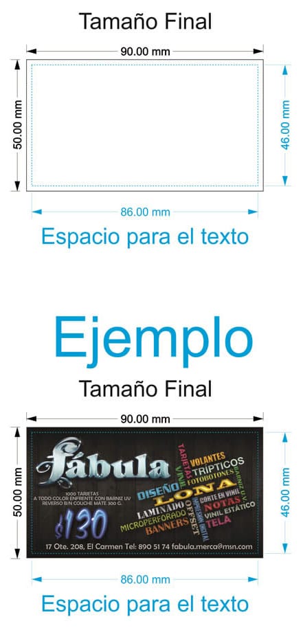 medidas tamaños de tarjetas presentacion