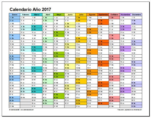 calendario 2017 excel calendarpedia
