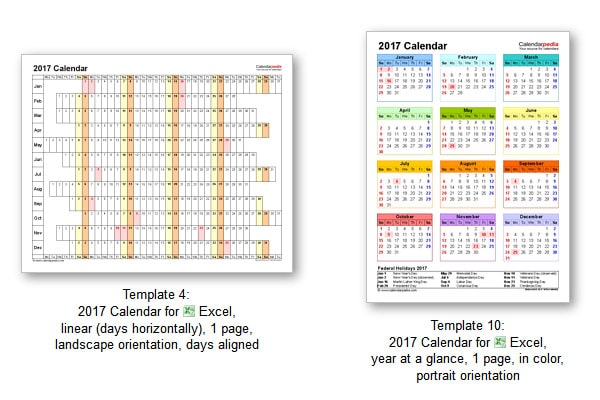 calendario 2017 excel ingles calendarpedia