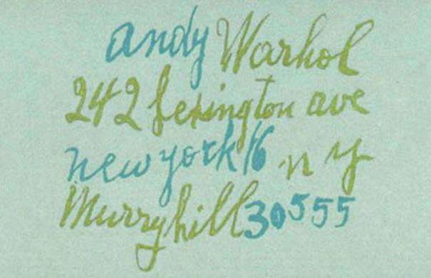 tarjeta de presentación Andy Warhol