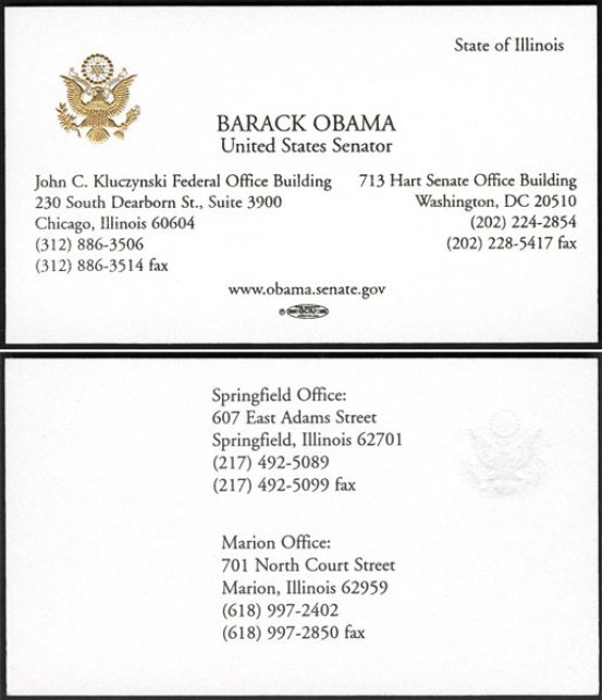 tarjeta de visita barack obama