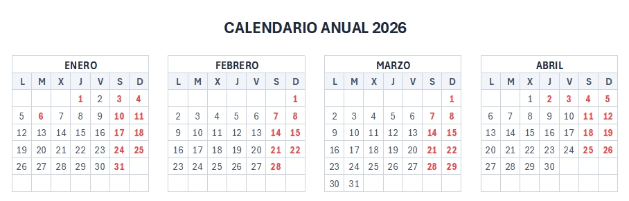 Calendario 2026 Anual en Excel y PDF para descargar e imprimir 3 calendario 2026 anual excel formato minimalista