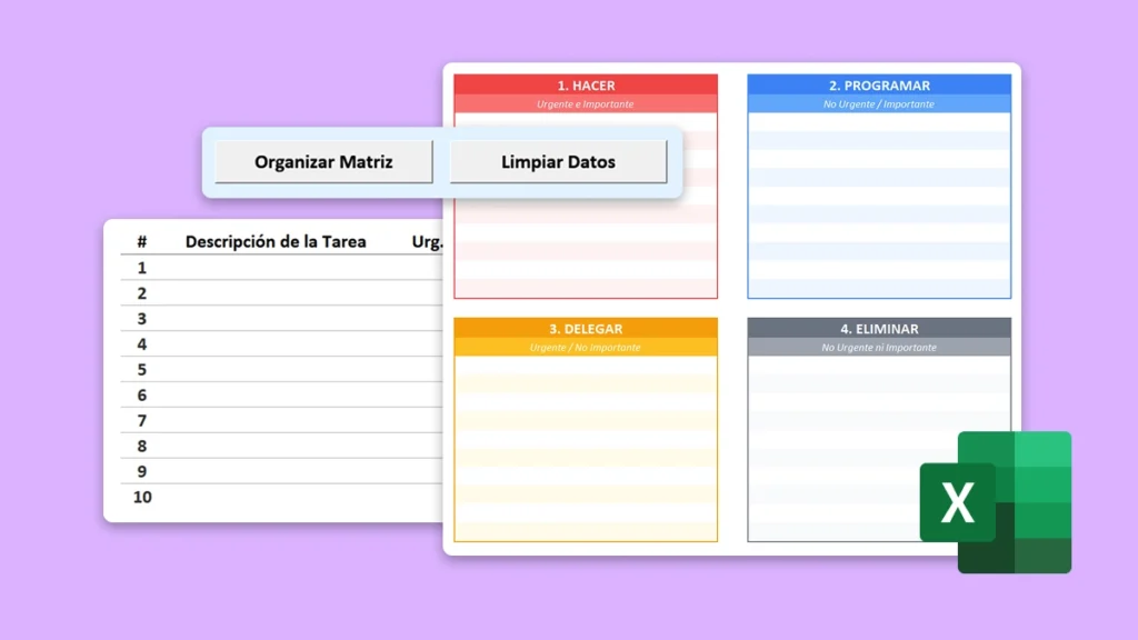 matriz eisenhower excel ordenado automatico