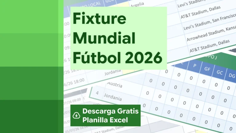 Fixture Copa del Mundo FIFA 2026 en Excel para descargar gratis